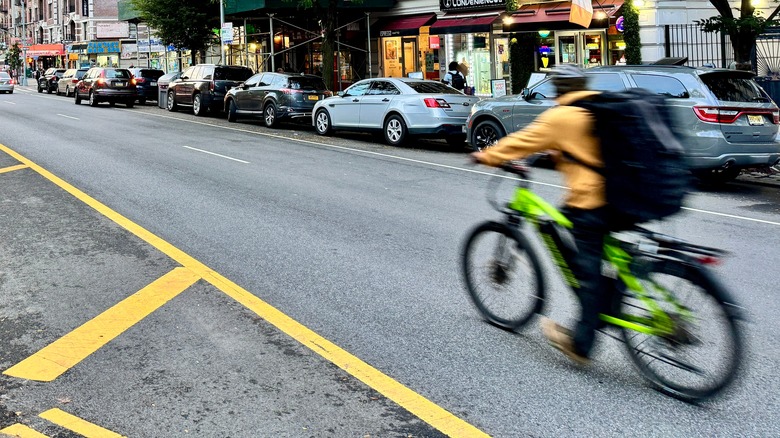 Delivery driver speeding on e-bike in NYC
