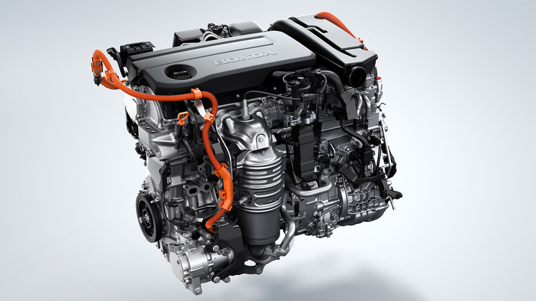 Honda Accord Hybrid engine on a white background