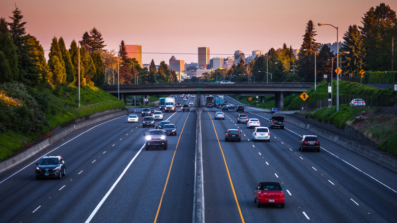 Cars on the highway in Portland