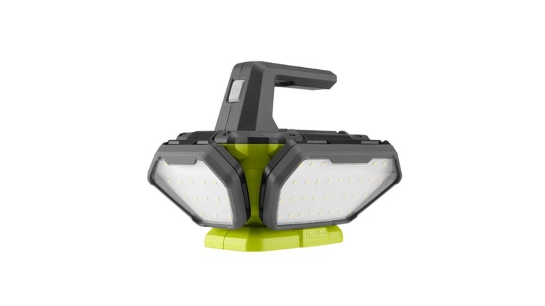 Green and black LED light with two light panels and a top handle