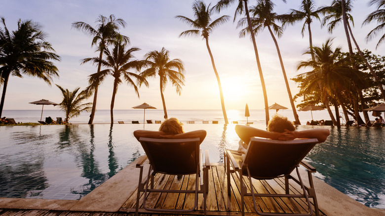 Couple lounging on vacation
