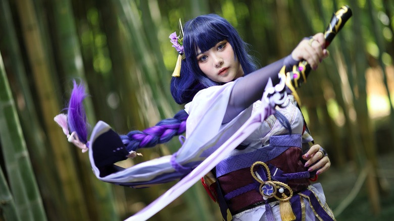 Cosplay sword in photo shoot