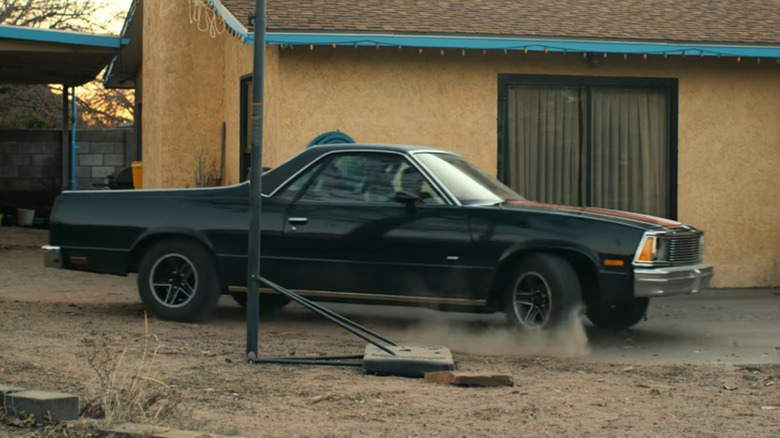 Todd's El Camino parked in the dirt