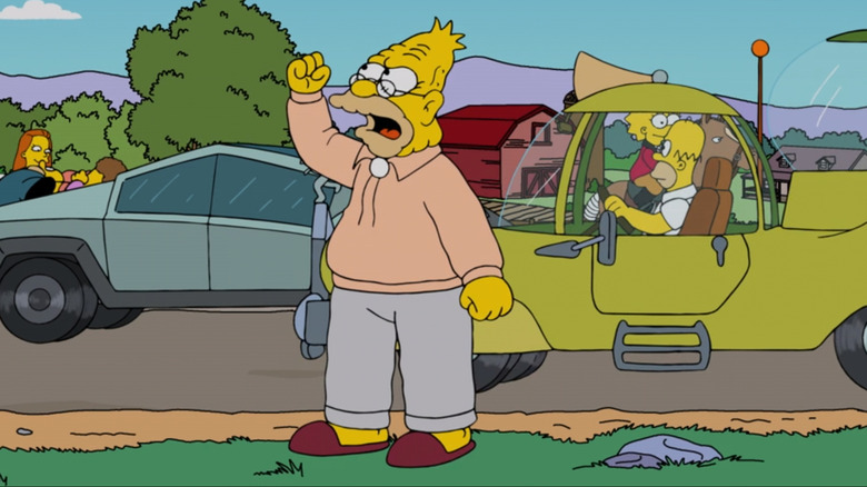Cybertruck driving through Springfield