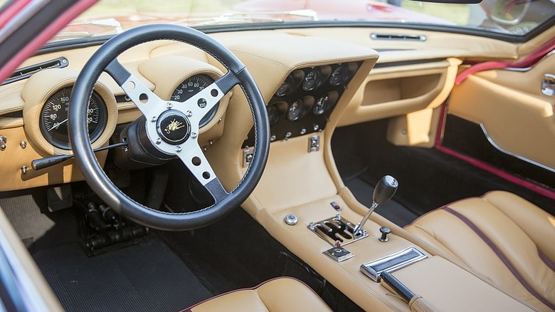 Interior of a Lamborghini Miura 400 S