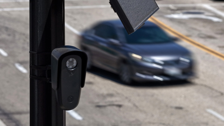 flock safety camera on street in burbank, california