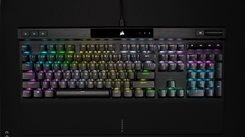RGB keyboard on desk mat