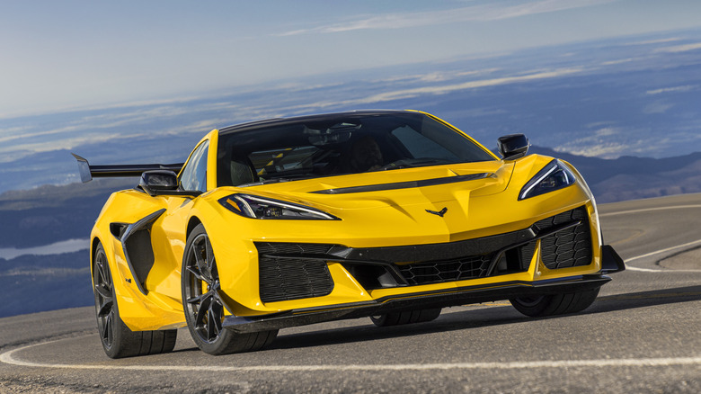 Yellow 2025 Corvette ZR1 on track