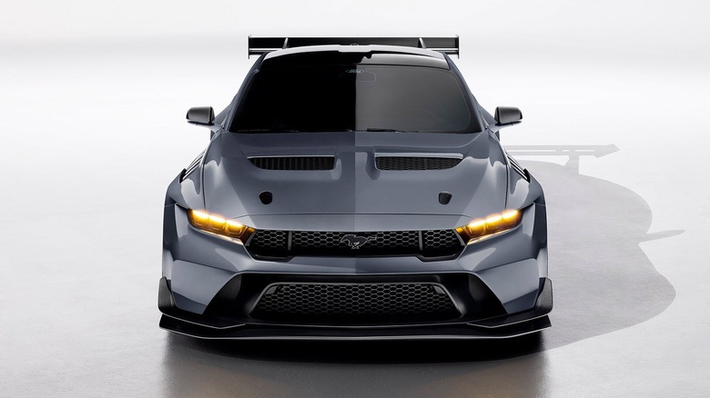 Ford Mustang GTD front with lights on