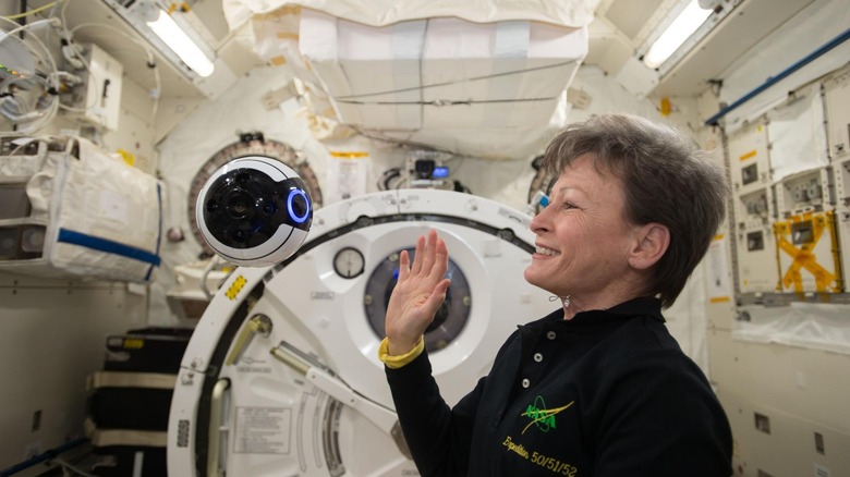 NASA's Peggy Whitson with JEM Internal Ball Camera