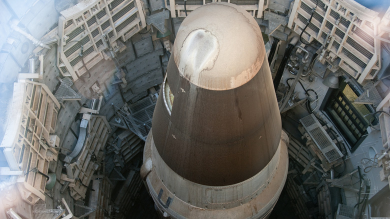 A Titan missile in a launch silo at the Titan Missile Museum