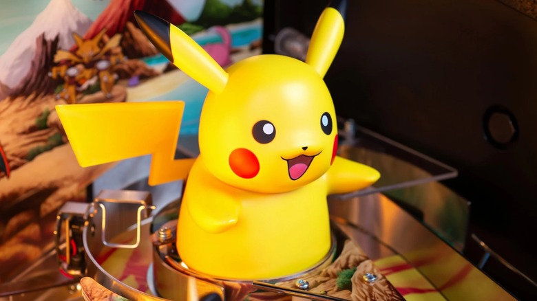 A decorative Pikachu on the Stern Pinball Pokémon table.