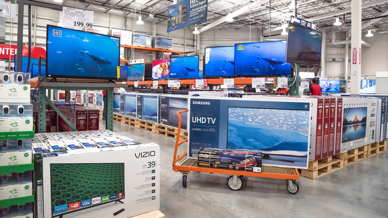 TV section of a Costco store