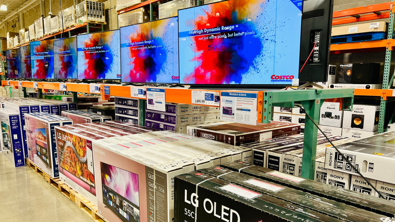 TV section of a Costco store