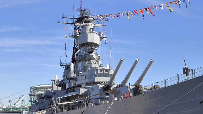 USS Iowa battleship close up view.