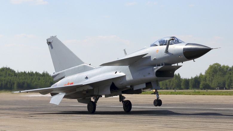 A Chinese J-10A fighter photographed in 2018. The J-10C is a more advanced variant.