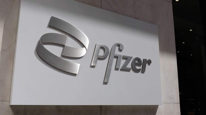Pfizer logo on wall