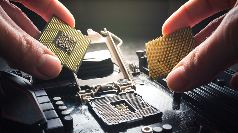 Person replacing computer processor