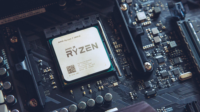 AMD Ryzen processor on motherboard