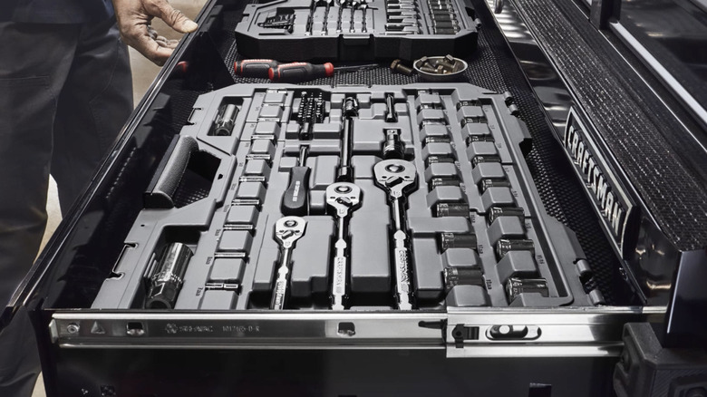 A collection of Craftsman Overdrive tools in a toolbox