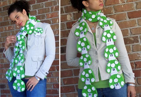 green Super Mario 1UP mushroom scarf