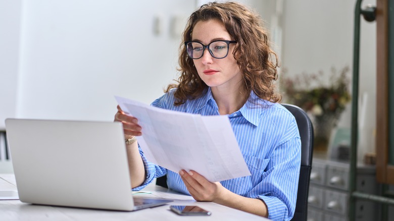 Woman using laptop