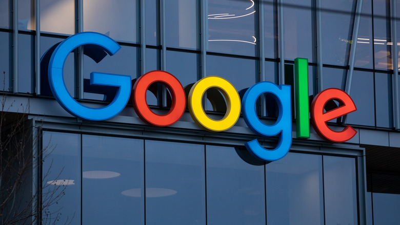 Google's logo on a building 
