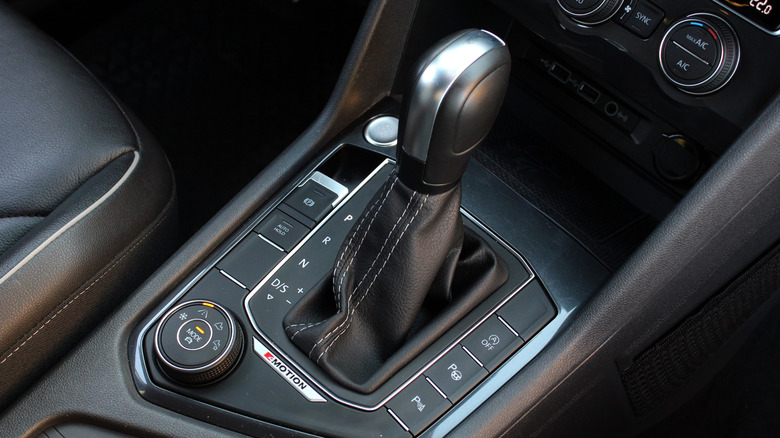 An automatic shifter in a modern Volkswagen