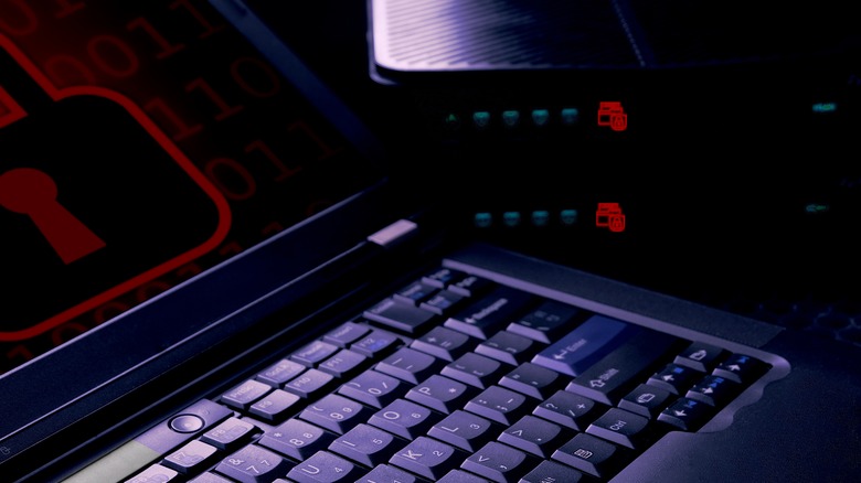 A latop's files are encrypted by a malicious ransomware scheme.