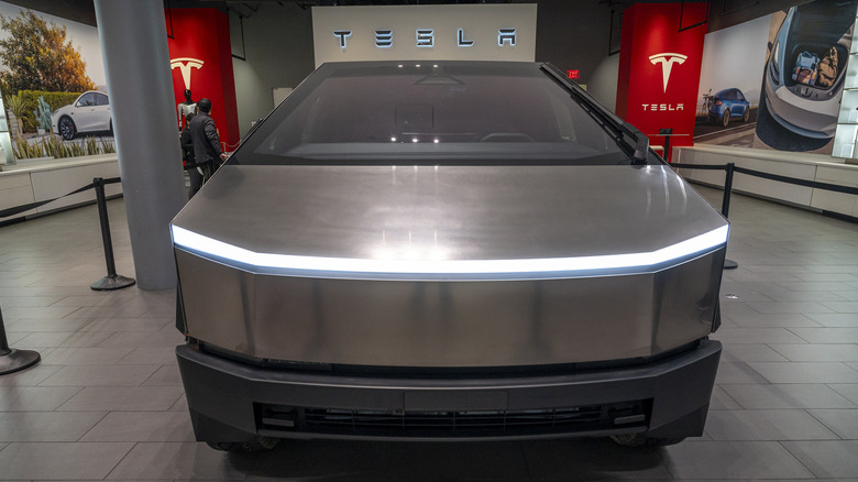 Cybertruck in a Tesla facility
