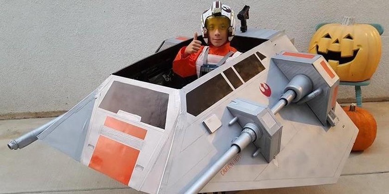 Dad turns son's wheelchair into Star Wars snowspeeder for Halloween