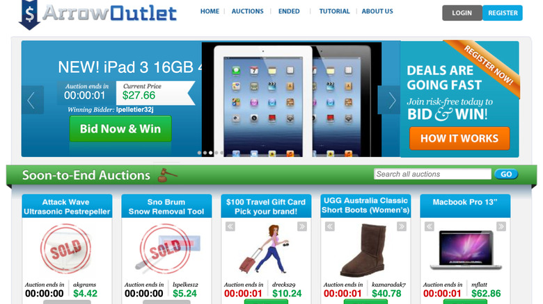 ArrowOutlet's main page on May 3, 2012