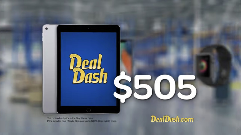 DealDash TV commercial screenshot showing iPad