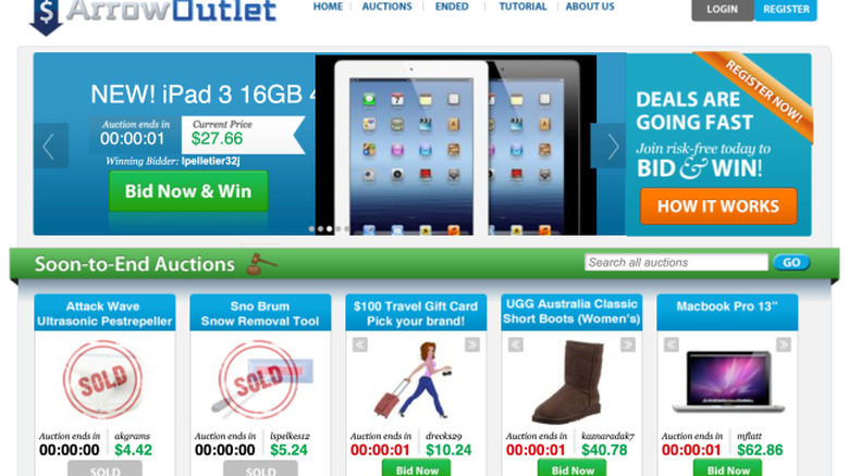 ArrowOutlet's main page on May 3, 2012