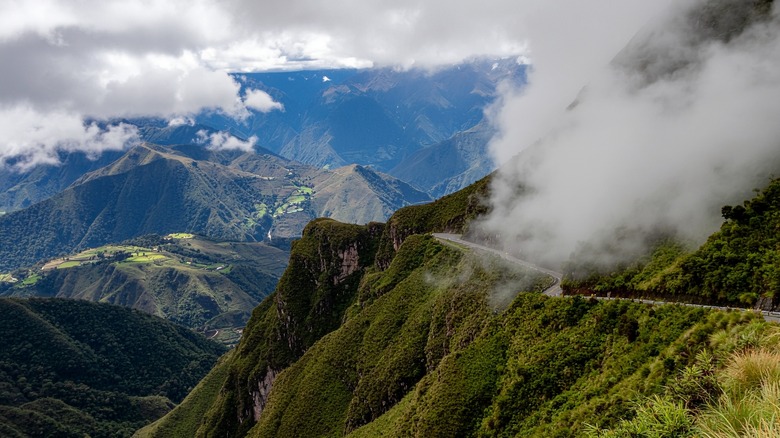 Clouds and mountains of the Death Road in Bolivia