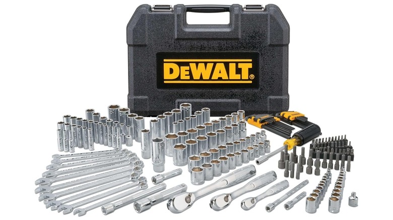DeWalt 205-piece Mechanics Tool Set with case on a white background