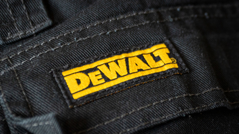 Flap on jacket displaying DeWalt tools logo