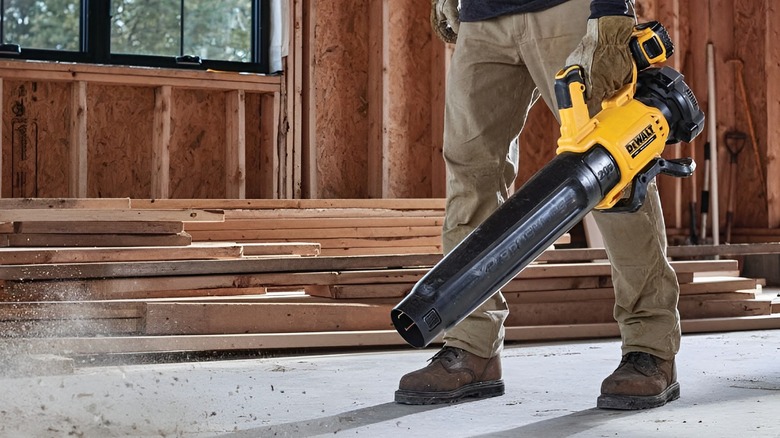 Using blower in construction site
