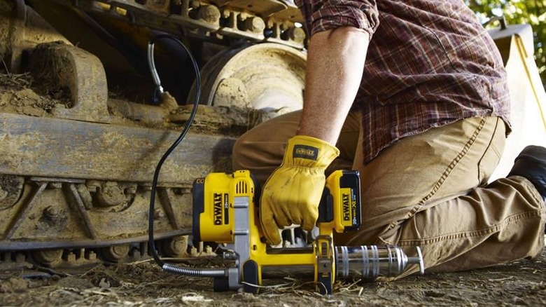 DeWalt Grease Gun in use