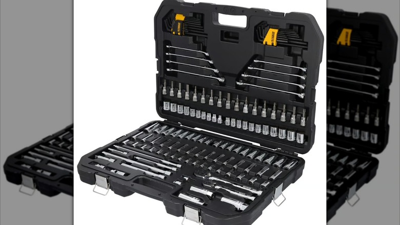 Opened DeWalt ToughSeries 140-piece Mechanics Tool Set