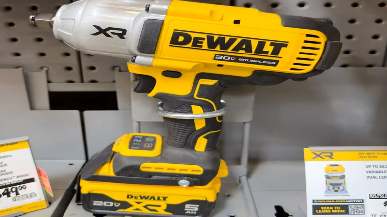 DeWalt XR tool displayed on​ a store shelf.