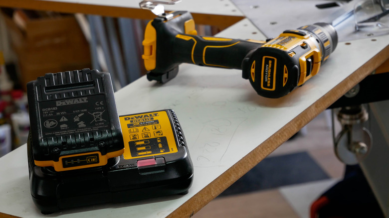 DeWalt XR tools on work bench