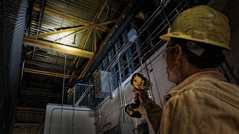 DeWalt 20V Max Jobsite LED Spotlight in use