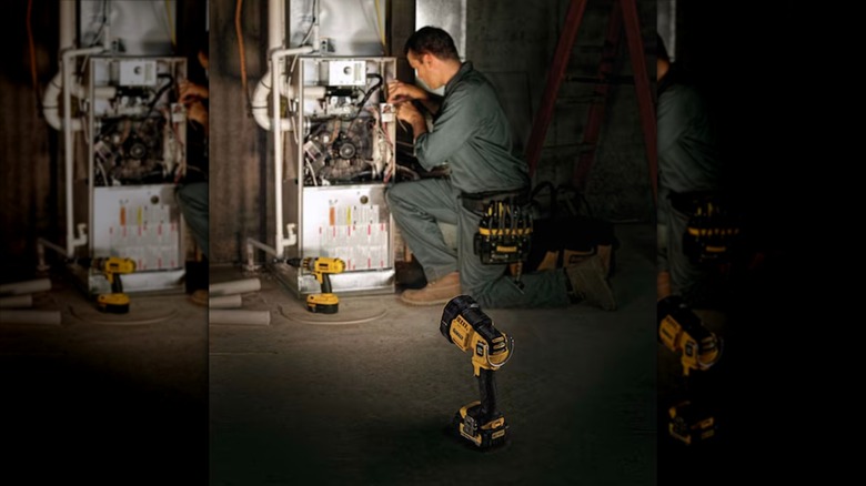 DeWalt 20V Max Jobsite LED Spotlight in use