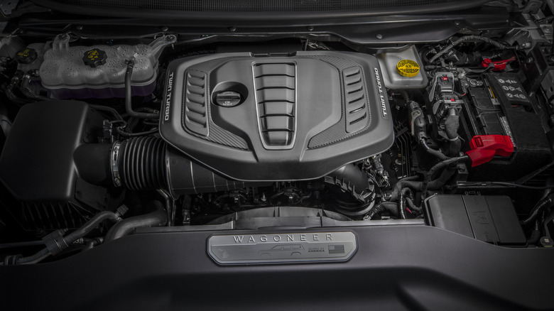 The Hurricane engine under the hood of the Jeep Grand Wagoneer