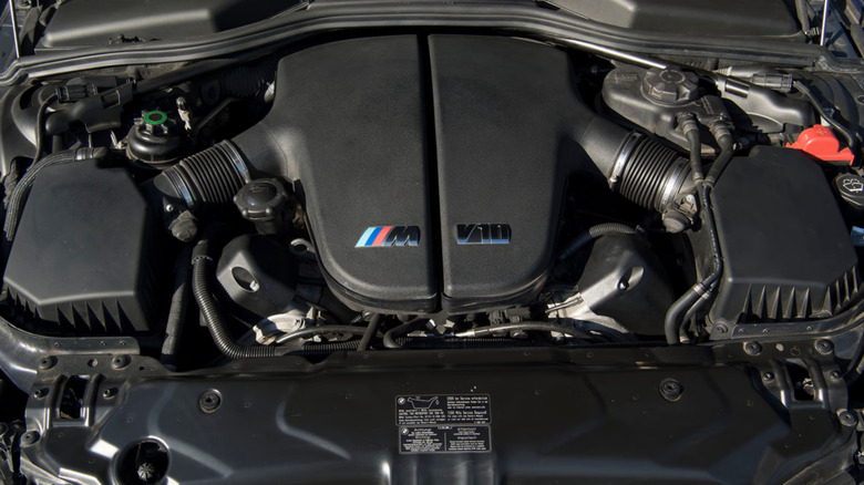 BMW's 5.0-liter S85 V10 engine under the hood of the E60 M5
