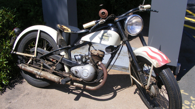 White single-cylinder Harley-Davidson Hummer