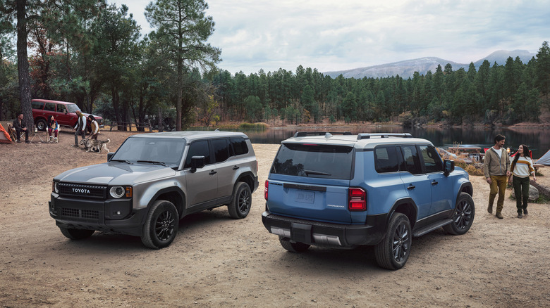 2025 Toyota Land Cruisers parked at camp site.