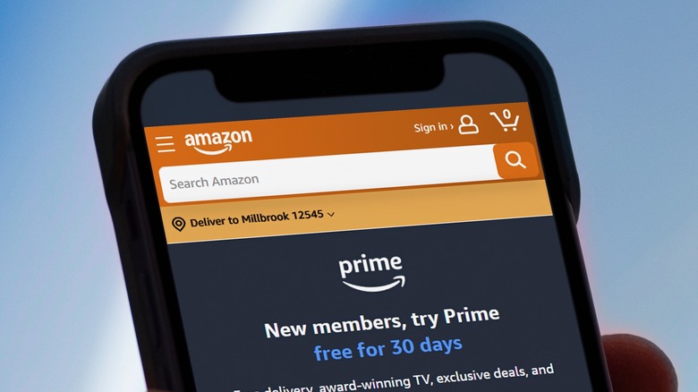 Amazon Prime subscription on a phone.