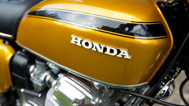 Honda logo badge on motorcycle